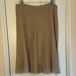 Garnet Hill Accordian Pleated Taupe/Beige Georgette Skirt, Size: 18